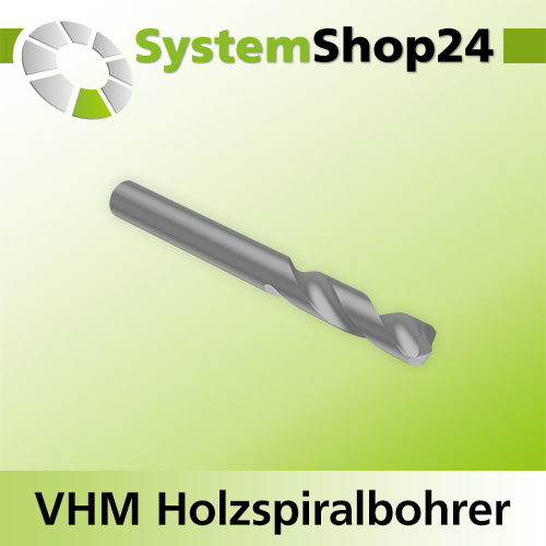 Systemshop24 VHM Holzspiralbohrer Z2 S3mm D2mm AL15mm GL50mm RL
