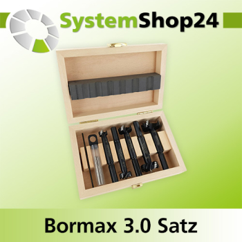 FAMAG Bormax 3.0 HM prima Set 5-teiliger Satz im Holzkasten D15, 20, 25, 30, 35mm inkl. Zentriersp. u. Vorbohrer D4mm