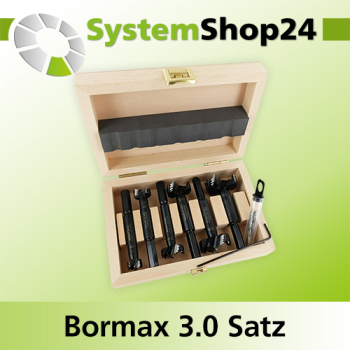 FAMAG Bormax 3.0 HM prima Set 6-teiliger Satz im Holzkasten D15, 20, 25, 30, 35, 40mm inkl. Zentriersp. u. Vorbohrer D4mm