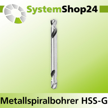FAMAG Metallspiralbohrer HSS-G doppelseitig, Doppelendbohrer A3,4mm GL52mm NL12mm
