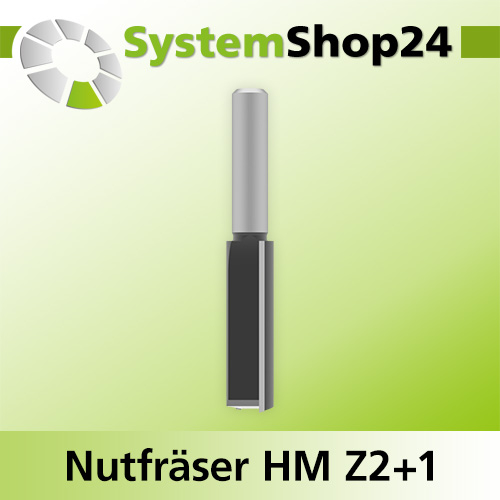 Systemshop24 Nutfräser HM Z2+1 D12mm AL38mm GL73mm (2 7/8") S8mm RL