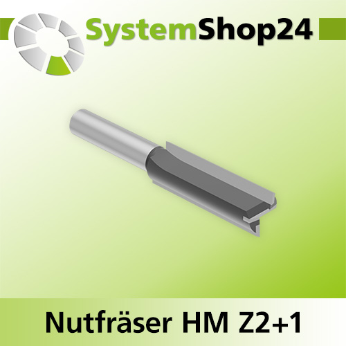 Systemshop24 Nutfräser HM Z2+1 D12mm AL38mm GL73mm (2 7/8") S8mm RL