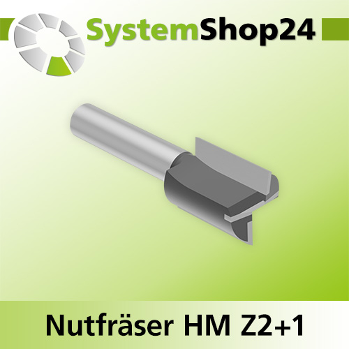 Systemshop24 Nutfräser HM Z2+1 D16mm AL20mm GL54mm (2 1/8") S8mm RL