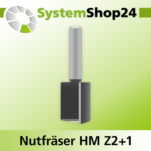 Systemshop24 Nutfräser HM Z2+1 D20mm AL25mm GL59mm S8mm RL