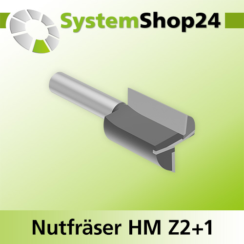 Systemshop24 Nutfräser HM Z2+1 D20mm AL25mm GL59mm S8mm RL