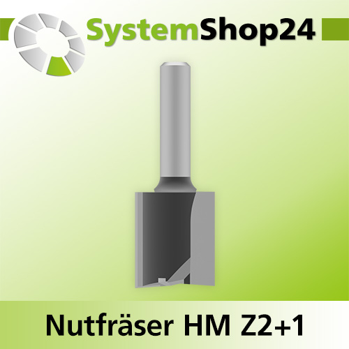 Systemshop24 Nutfräser HM Z2+1 D22mm AL25mm GL59mm S8mm RL