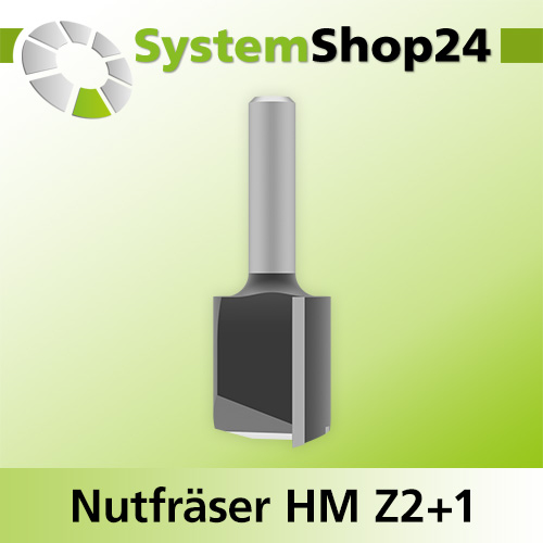 Systemshop24 Nutfräser HM Z2+1 D22mm AL25mm GL59mm S8mm RL