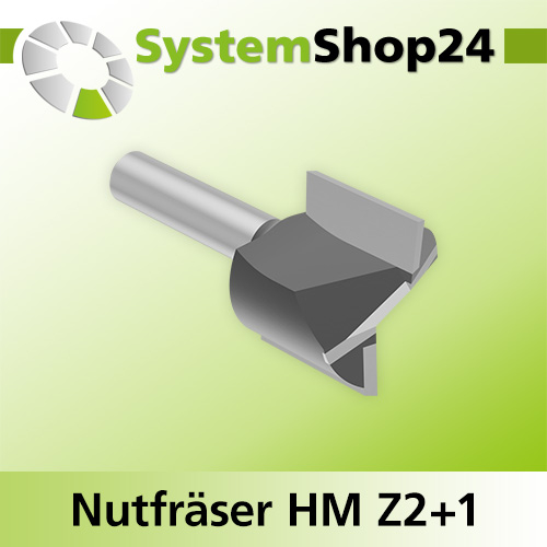 Systemshop24 Nutfräser HM Z2+1 D25mm AL20mm GL54mm (2 1/8") S8mm RL