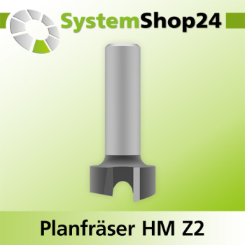 Systemshop24 Planfräser mit Umfang- und Bohrschneide HM Z2 D25mm AL11,5mm GL53,5mm S12mm RL