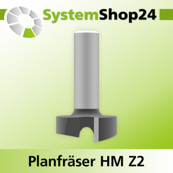 Systemshop24 Planfräser mit Umfang- und Bohrschneide HM Z2 D32mm AL13mm GL51mm S12mm RL