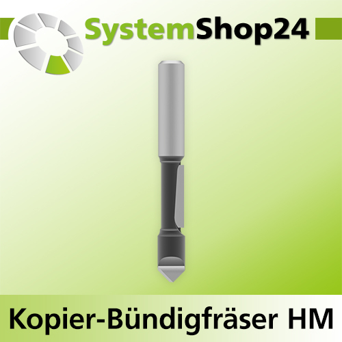 Systemshop24 Kopier-Bündigfräser mit Führung HM Z1+1 D8mm AL19mm (3/4") GL67mm S8mm RL