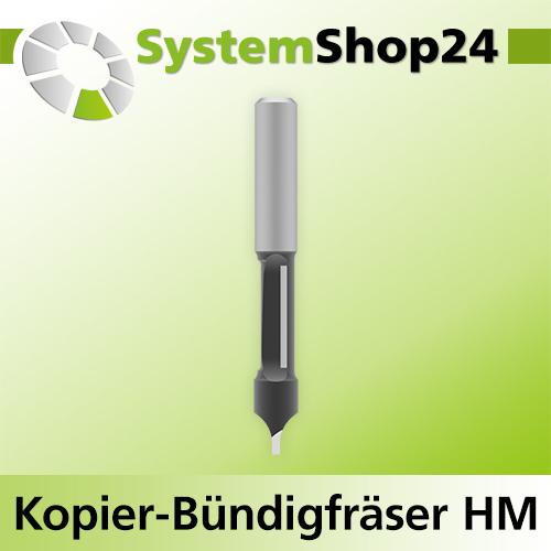 Systemshop24 Kopier-Bündigfräser mit Führung HM Z1+1 D8mm AL19mm (3/4") GL67mm S8mm RL
