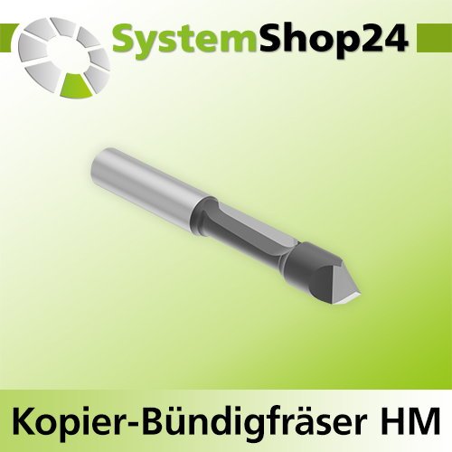 Systemshop24 Kopier-Bündigfräser mit Führung HM Z1+1 D8mm AL19mm (3/4") GL67mm S8mm RL