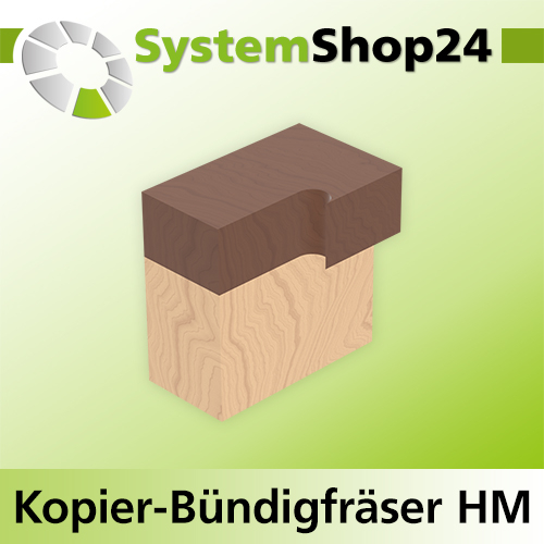 Systemshop24 Kopier-Bündigfräser mit Führung HM Z1+1 D8mm AL19mm (3/4") GL67mm S8mm RL