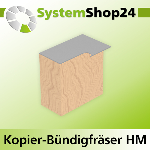 Systemshop24 Kopier-Bündigfräser mit Führung HM Z1+1 D8mm AL19mm (3/4") GL67mm S8mm RL