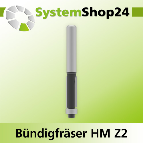 Systemshop24 Bündigfräser mit Kugellager HM Z2 D9,5mm (3/8") AL25mm GL71mm S8mm RL