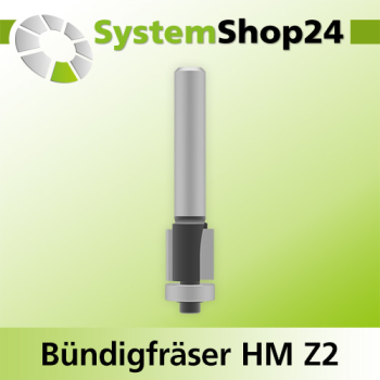 Systemshop24 Bündigfräser mit Kugellager HM Z2 D12,7mm (1/2") AL13mm GL55mm S8mm RL