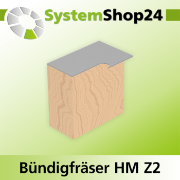 Systemshop24 Bündigfräser mit Kugellager HM Z2 D12,7mm (1/2") AL13mm GL55mm S8mm RL