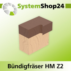 Systemshop24 Bündigfräser mit Kugellager HM Z2 D16mm AL25mm GL70mm S8mm RL