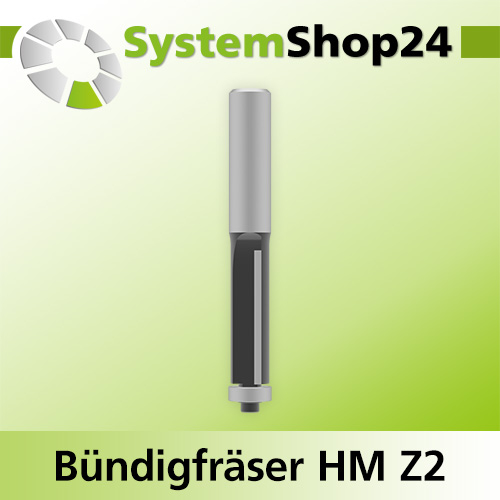 Systemshop24 Bündigfräser mit Kugellager HM Z2 D12,7mm (1/2") AL38mm GL92mm (3 5/8") S12mm RL