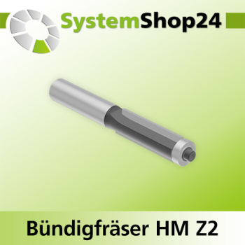 Systemshop24 Bündigfräser mit Kugellager HM Z2 D12,7mm (1/2") AL38mm GL92mm (3 5/8") S12mm RL