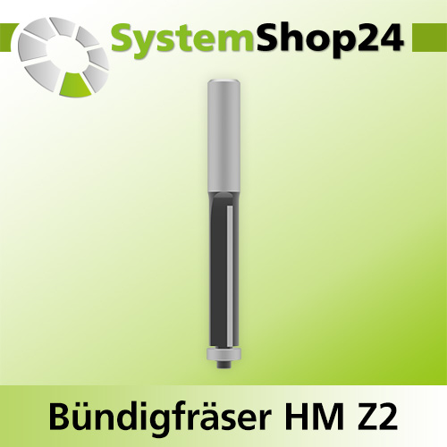 Systemshop24 Bündigfräser mit Kugellager HM Z2 D12,7mm (1/2") AL51mm GL105mm S12mm RL