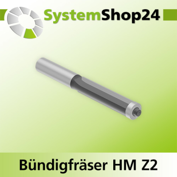 Systemshop24 Bündigfräser mit Kugellager HM Z2 D12,7mm (1/2") AL51mm GL105mm S12mm RL
