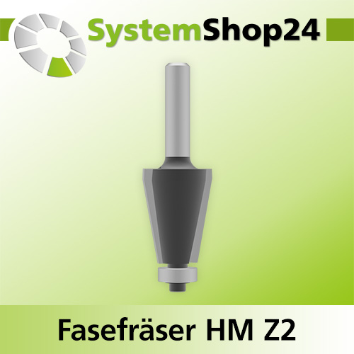 Systemshop24 Fasefräser mit Kugellager HM Z2 D22,2mm (7/8") AL22,2mm (7/8") 11,3° GL68mm S8mm RL