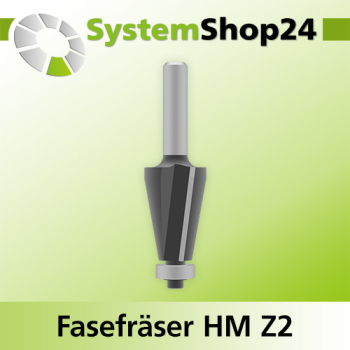 Systemshop24 Fasefräser mit Kugellager HM Z2 D22,2mm (7/8") AL22,2mm (7/8") 11,3° GL68mm S8mm RL