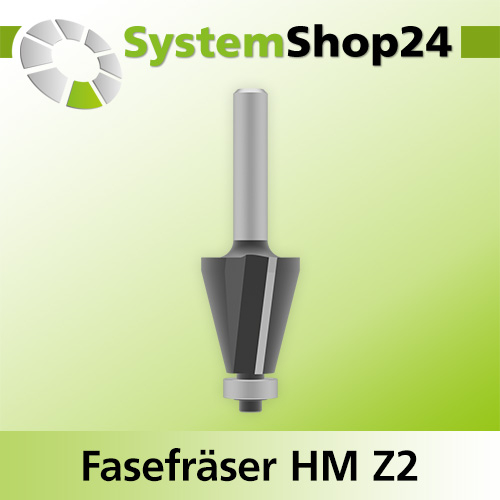 Systemshop24 Fasefräser mit Kugellager HM Z2 D25,4mm (1") AL22,2mm (7/8") 15° GL71mm S8mm RL