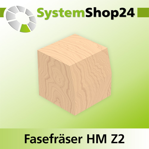 Systemshop24 Fasefräser mit Kugellager HM Z2 D25,4mm (1") AL22,2mm (7/8") 15° GL71mm S8mm RL