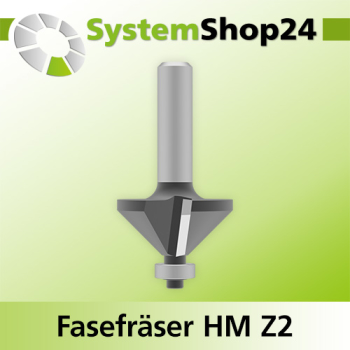 Systemshop24 Fasefräser mit Kugellager HM Z2 D28,6mm (1 1/8") AL7,9mm 45° GL57mm S8mm RL