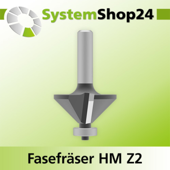 Systemshop24 Fasefräser mit Kugellager HM Z2 D35mm (1 3/8") AL11,1mm 45° GL59mm S8mm RL