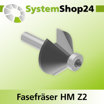 Systemshop24 Fasefräser mit Kugellager HM Z2 D35mm (1 3/8") AL11,1mm 45° GL59mm S8mm RL