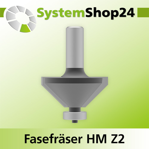 Systemshop24 Fasefräser mit Kugellager HM Z2 D44,5mm (1 3/4") AL15,9mm (5/8") 45° GL75mm S12mm RL