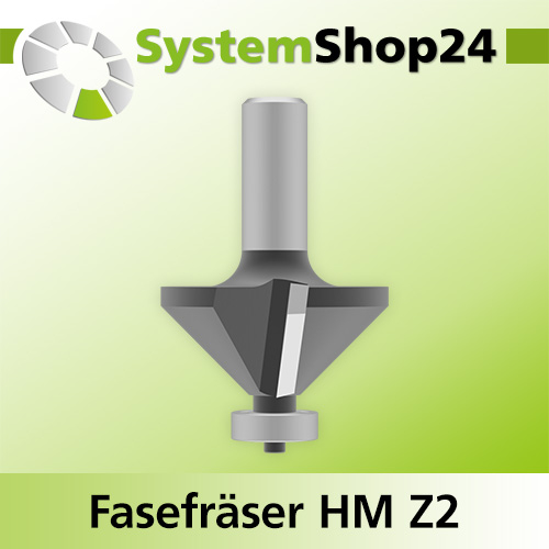 Systemshop24 Fasefräser mit Kugellager HM Z2 D44,5mm (1 3/4") AL15,9mm (5/8") 45° GL75mm S12mm RL