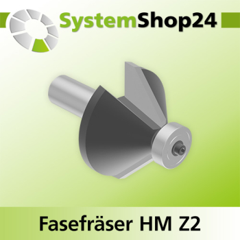Systemshop24 Fasefräser mit Kugellager HM Z2 D44,5mm (1 3/4") AL15,9mm (5/8") 45° GL75mm S12mm RL