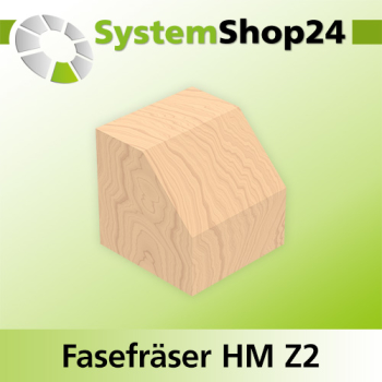 Systemshop24 Fasefräser mit Kugellager HM Z2 D44,5mm (1 3/4") AL15,9mm (5/8") 45° GL75mm S12mm RL