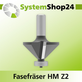Systemshop24 Fasefräser mit Kugellager HM Z2 D50,8mm (2") AL19mm (3/4") 45° GL78mm S12mm RL