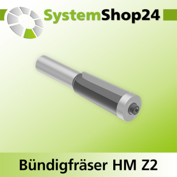 Systemshop24 Bündigfräser mit Achswinkel und Kugellager HM Z2 D19mm (3/4") AL38mm GL92mm (3 5/8") S12mm RL