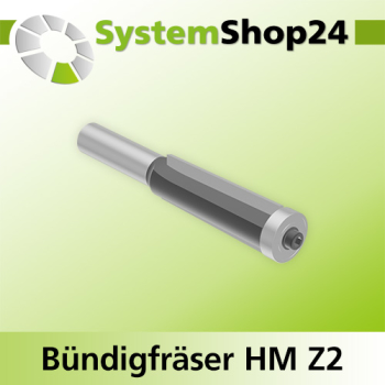 Systemshop24 Bündigfräser mit Achswinkel und Kugellager HM Z2 D19mm (3/4") AL51mm GL105mm S12mm RL