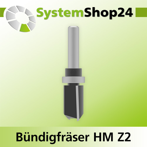 Systemshop24 Bündigfräser mit Kugellager am Schaft HM Z2 D16mm AL25mm GL69mm S8mm RL