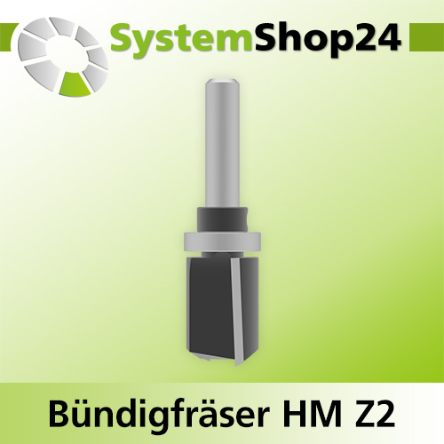Systemshop24 Bündigfräser mit Achswinkel und Kugellager am Schaft HM Z2 D19mm (3/4") AL25mm GL71,5mm S8mm RL