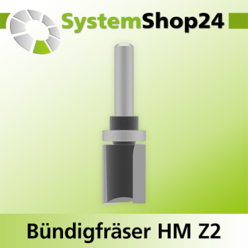 Systemshop24 Bündigfräser mit Achswinkel und Kugellager am Schaft HM Z2 D19mm (3/4") AL25mm GL71,5mm S8mm RL