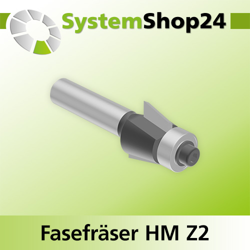 Systemshop24 Fasefräser mit Achswinkel und Kugellager HM Z2 D15,6mm AL10,3mm 8° GL54mm (2 1/8") S8mm RL