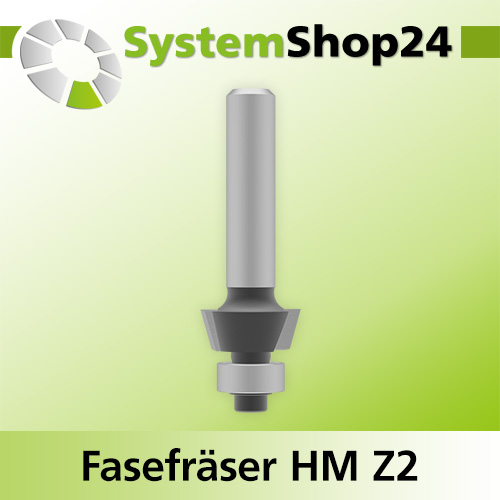 Systemshop24 Fasefräser mit Achswinkel und Kugellager HM Z2 D22,4mm AL12mm 22° GL57mm S8mm RL