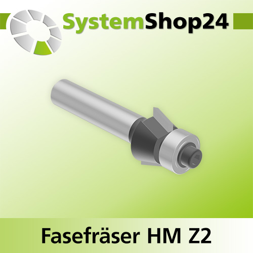Systemshop24 Fasefräser mit Achswinkel und Kugellager HM Z2 D22,4mm AL12mm 22° GL57mm S8mm RL