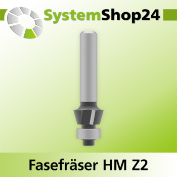 Systemshop24 Fasefräser mit Achswinkel und Kugellager HM Z2 D22,4mm AL12mm 22° GL57mm S8mm RL