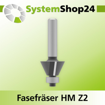 Systemshop24 Fasefräser mit Achswinkel und Kugellager HM Z2 D23,8mm AL12mm 25° GL57mm S8mm RL