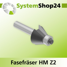 Systemshop24 Fasefräser mit Achswinkel und Kugellager HM Z2 D23,8mm AL12mm 25° GL57mm S8mm RL